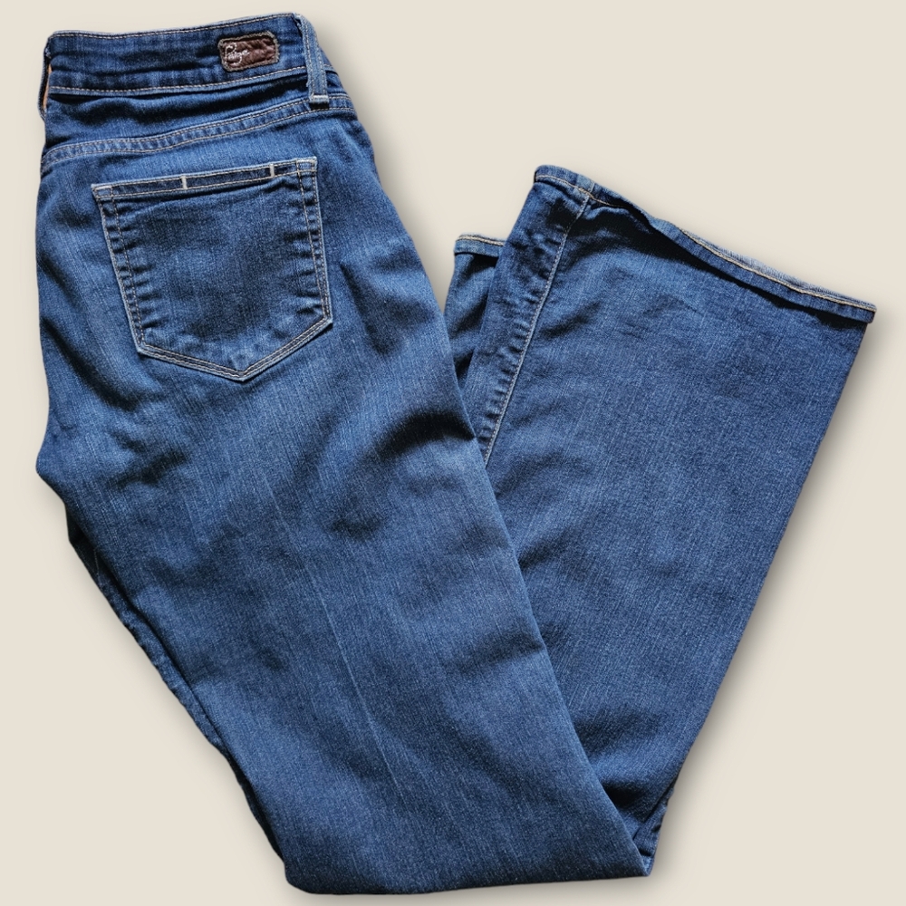 Paige size 29 inch waist low rise flare jeans has stretch - Canyon boot